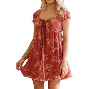 Velvet Babydoll Rose Mini Dress Lait Collection